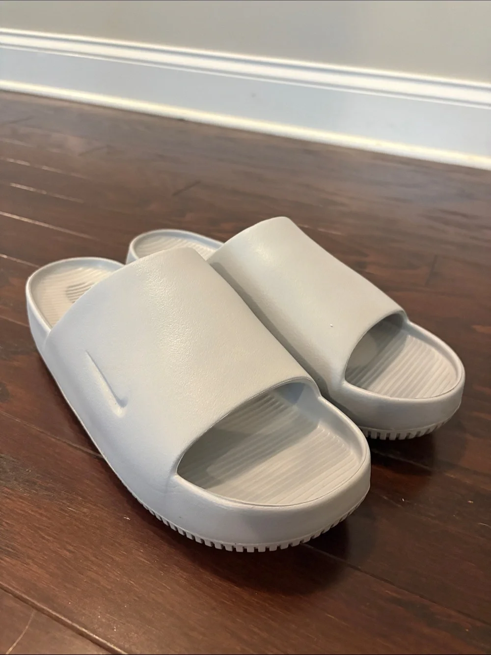 Nike White Slide Sandals with Subtle Swoosh